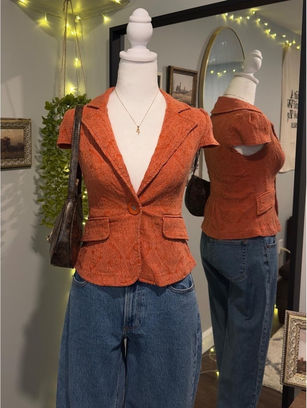 Costa Blanca Textured Blazer Top 🧡